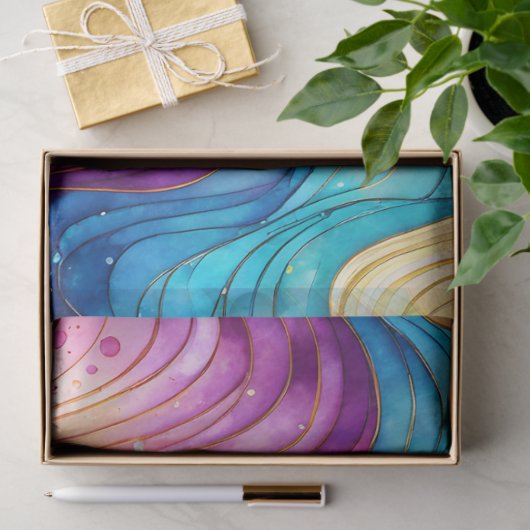 Farbfarbiges Abstrakt-Tinte-Kunstdruckpapier Seidenpapier (Geschenk)