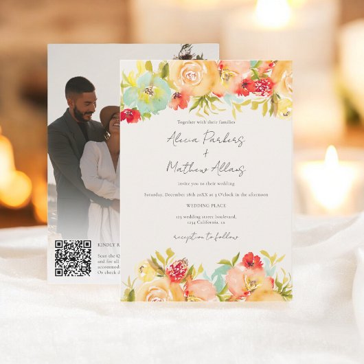 Farbfarbiges Foto Qr Einladung