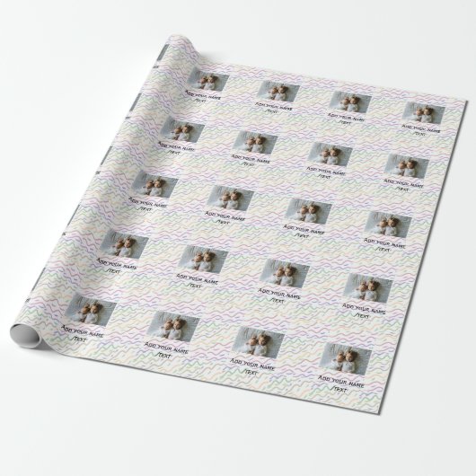 Farbfarbiges Wendelmuster fügt Fotoname hinzu Geschenkpapier (Ungerollt)