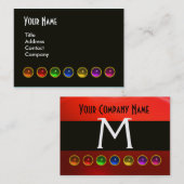 FARBFARBSTONEN SCHWARZ-WEISSES ROTES MONOGRAM, VISITENKARTE (Vorne/Hinten)