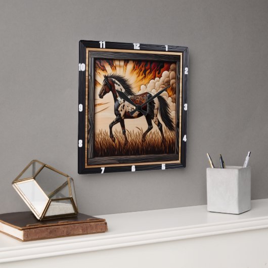 Farbfeld: Benutzerdefiniertes Sonnenlicht-Trot-Des Quadratische Wanduhr (Büro)