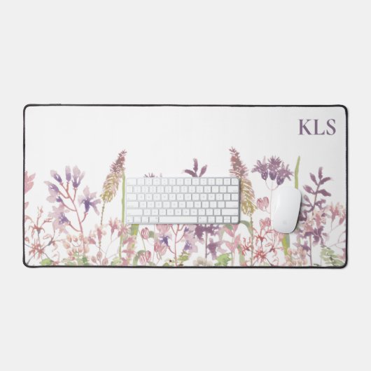 Farbfeld der Wildblumen Monogramm Schreibtischunterlage (Tastatur & Maus)