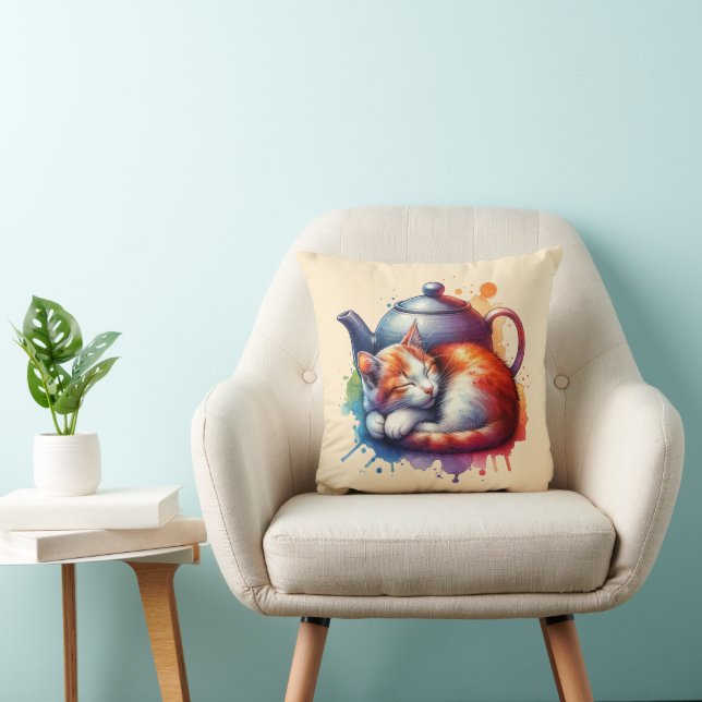 Farbfernseher Katze Teapot Kissen (Stuhl )