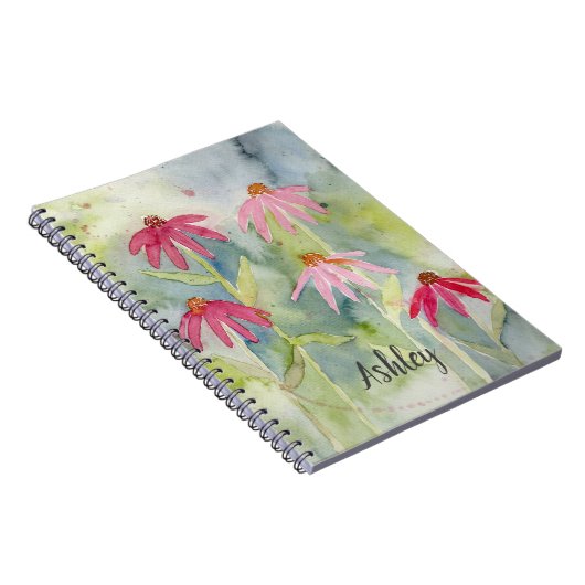 Farbfernseher mit rosafarbenem Notebook Notizblock (Rechte Seite)