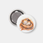 Farbfernseher Schlafkatze, Gemütlicher Herbst Kuns Magnet (Vorderseite/Rückseite)