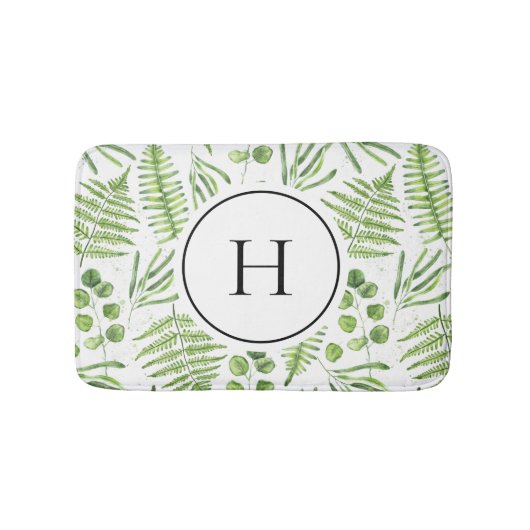 Farbfernseher und Eukalyptus-Muster Monogram Badematte (Vorderseite)