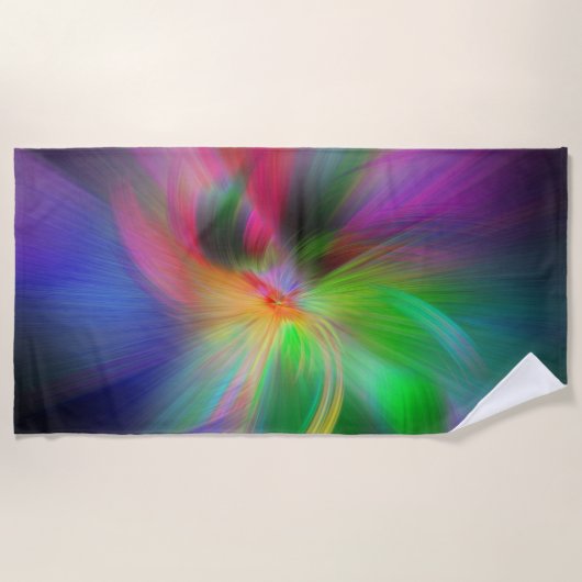 Farbfeuerwerke - cooles Fraktal Strandtuch (Vorderseite)
