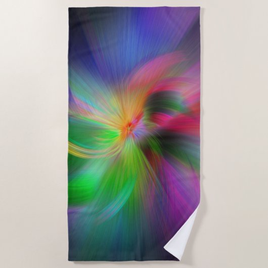 Farbfeuerwerke - cooles Fraktal Strandtuch (Vorderseite)