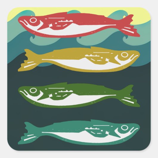 Farbfisch auf Waagen Quadratischer Aufkleber (Vorderseite)