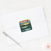 Farbfisch auf Waagen Quadratischer Aufkleber (Umschlag)