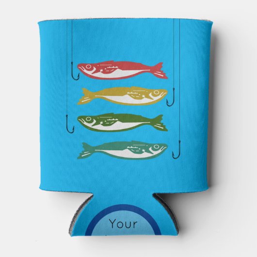 Farbfisch mit Fischbügeln Dosenkühler (Vorderseite)