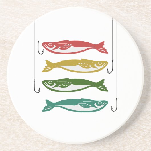 Farbfisch mit Fischbügeln Getränkeuntersetzer (Vorne)