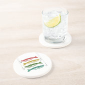 Farbfisch mit Fischbügeln Getränkeuntersetzer (Seite)