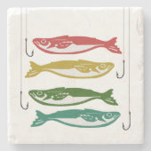 Farbfisch mit Fischbügeln Steinuntersetzer (Vorderseite)