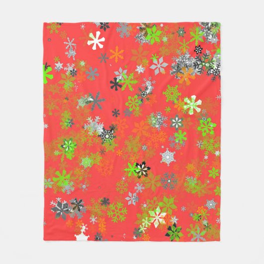 FARBFLAKEN AUF ROT FLEECEDECKE (Vorderseite)
