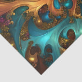 Farbflamme: Aquamarin, Gold, Orange Fraktal Dance Seidenpapier (Detail)