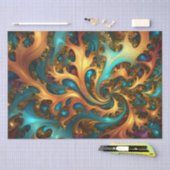 Farbflamme: Aquamarin, Gold, Orange Fraktal Dance Seidenpapier (Handwerk)