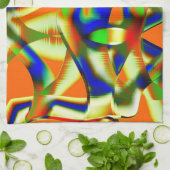 Farbflecken auf gewölbten beigen Streifen Geschirrtuch (Gefaltet)