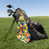 Farbflecken auf gewölbten beigen Streifen Golfhandtuch (Gras)