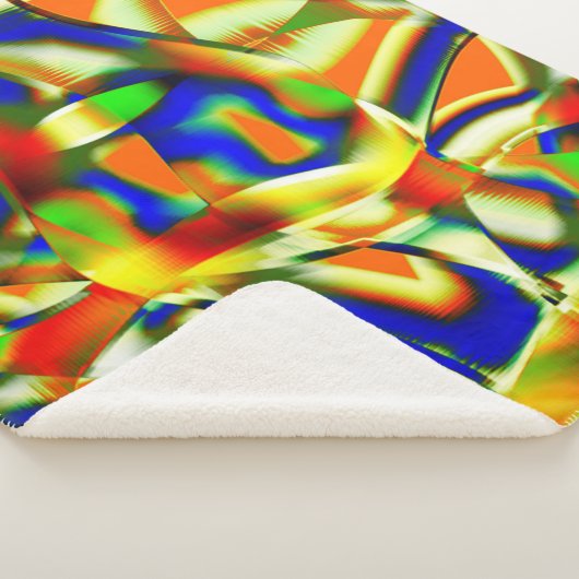 Farbflecken auf gewölbten beigen Streifen Sherpadecke (3/4)