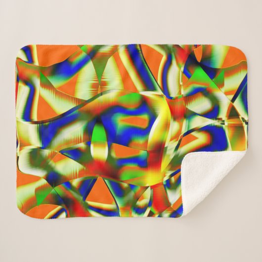 Farbflecken auf gewölbten beigen Streifen Sherpadecke (Vorderseite (Horizontal))