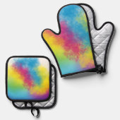Farbflicker Ofenhandschuh & Topflappen-Set (Vorderseite/Rückseite)