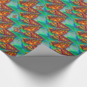 FARBFLIEGEN IN ROT, GOLD GELB, BLAU GESCHENKPAPIER (Ecke)