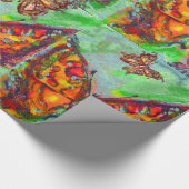 FARBFLIEGEN IN ROT, GOLDGELBE, GRÜN GESCHENKPAPIER (Ecke)