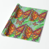 FARBFLIEGEN IN ROT, GOLDGELBE, GRÜN GESCHENKPAPIER (Ungerollt)
