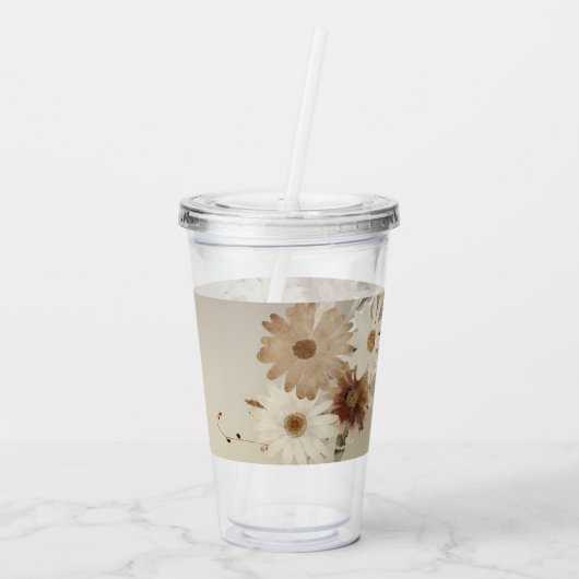 Farbflora-Monogramm für Herbstfarben Personalisier Acryltrinkbecher (Rückseite)