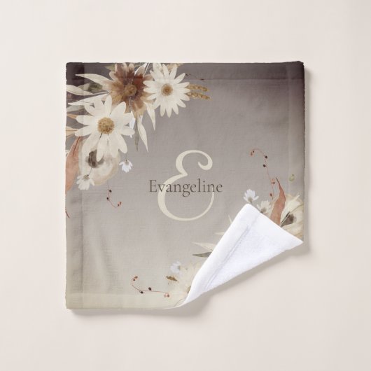 Farbflora-Monogramm für Herbstfarben Personalisier Badhandtuch Set (Waschlappen)
