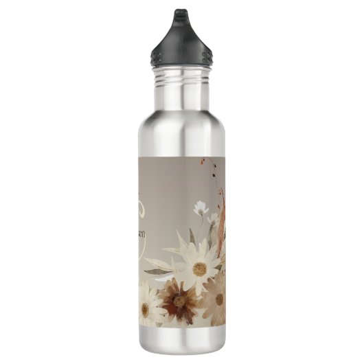 Farbflora-Monogramm für Herbstfarben Personalisier Edelstahlflasche (Rechts)