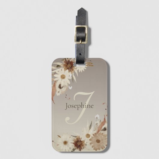 Farbflora-Monogramm für Herbstfarben Personalisier Gepäckanhänger (Vorderseite Vertikal)