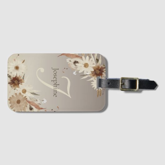 Farbflora-Monogramm für Herbstfarben Personalisier Gepäckanhänger (Vorderseite (Horizontal))