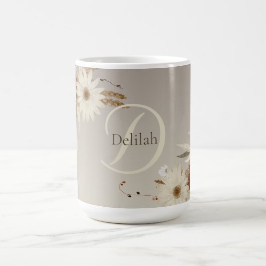 Farbflora-Monogramm für Herbstfarben Personalisier Kaffeetasse (Mittel)