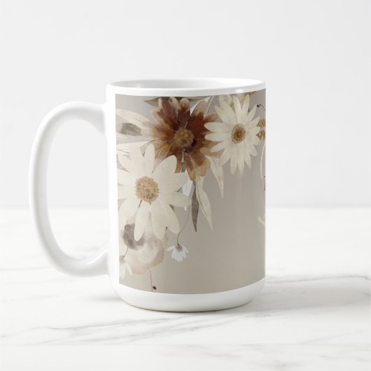 Farbflora-Monogramm für Herbstfarben Personalisier Kaffeetasse (Links)