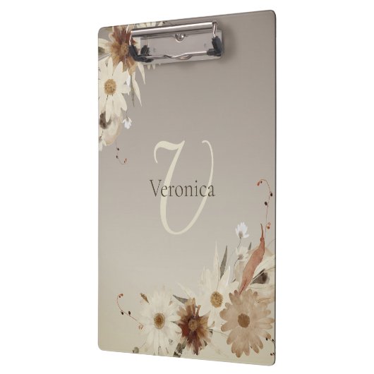 Farbflora-Monogramm für Herbstfarben Personalisier Klemmbrett (Links)