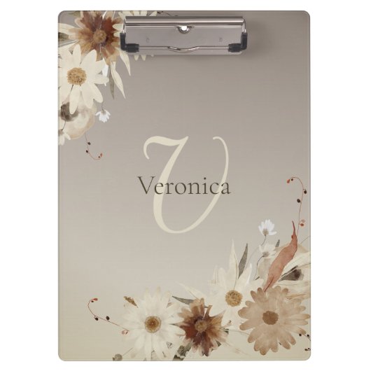 Farbflora-Monogramm für Herbstfarben Personalisier Klemmbrett (Vorderseite)