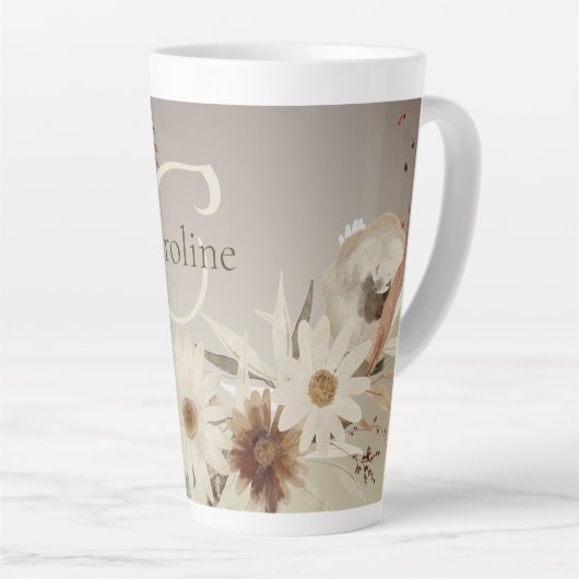 Farbflora-Monogramm für Herbstfarben Personalisier Milchtasse (Rechte Ecke)