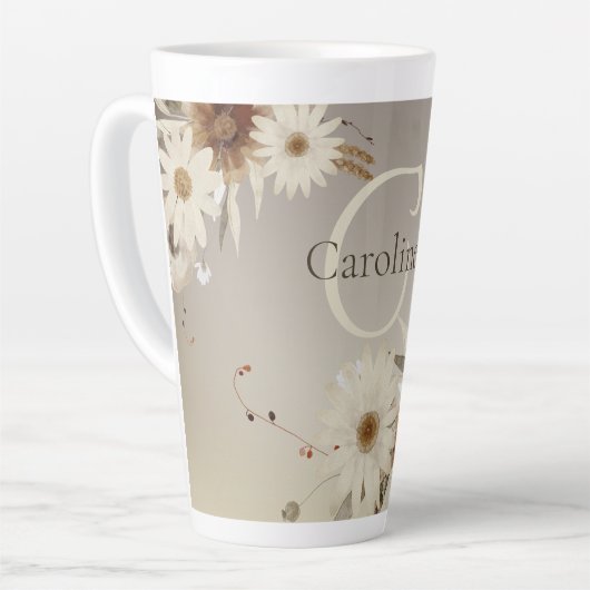 Farbflora-Monogramm für Herbstfarben Personalisier Milchtasse (Linke Ecke)