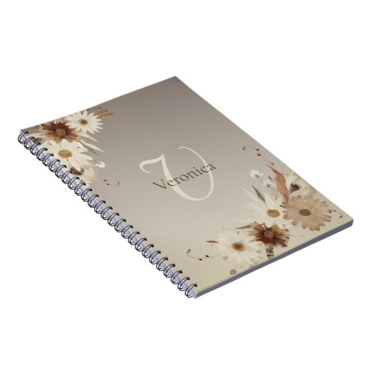 Farbflora-Monogramm für Herbstfarben Personalisier Notizblock (Rechte Seite)