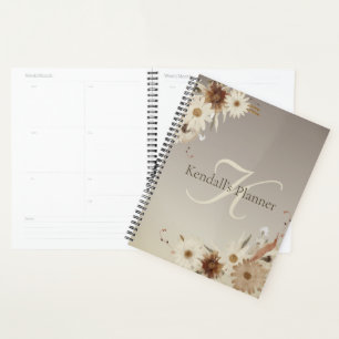 Farbflora-Monogramm für Herbstfarben Personalisier Planer