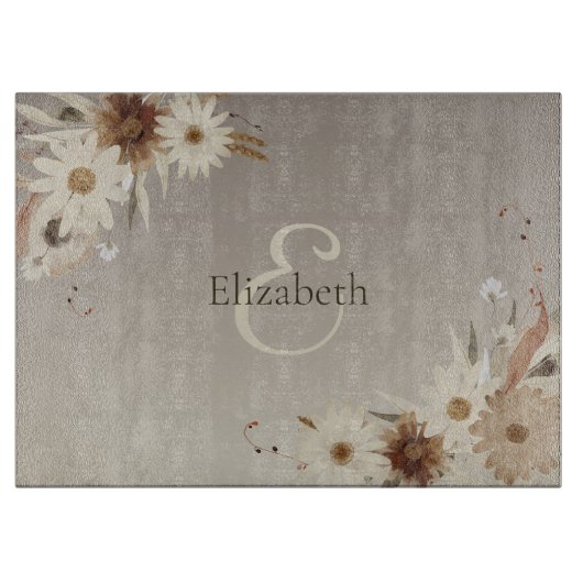 Farbflora-Monogramm für Herbstfarben Personalisier Schneidebrett (Vorderseite)