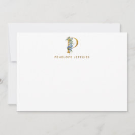 Farbflora Monogramm Gold Letter P Note Card Mitteilungskarte