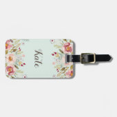 Farbflorale, benutzerdefinierte Monogramm-Gepäckma Gepäckanhänger (Vorderseite horizontal)