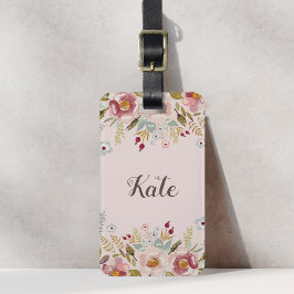 Farbflorale, benutzerdefinierte Monogramm-Gepäckma Gepäckanhänger