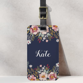 Farbflorale, benutzerdefinierte Monogramm-Gepäckma Gepäckanhänger