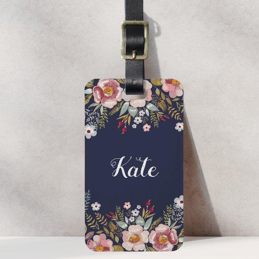 Farbflorale, benutzerdefinierte Monogramm-Gepäckma Gepäckanhänger