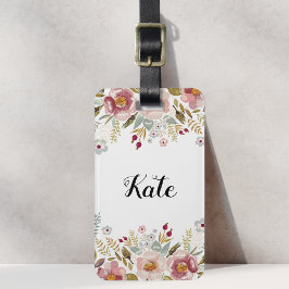 Farbflorale, benutzerdefinierte Monogramm-Gepäckma Gepäckanhänger