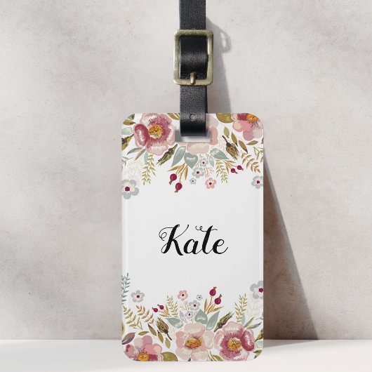 Farbflorale, benutzerdefinierte Monogramm-Gepäckma Gepäckanhänger